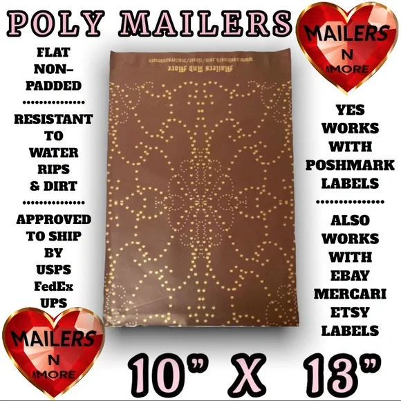 ( Quantity 50 10x13 ) Western Brown Leather Poly Mailers Bag Shipping Envelopes - Picture 2 of 2